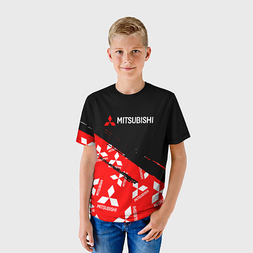 Детская футболка Mitsubishi - Диагональ паттерн / 3D-принт – фото 3
