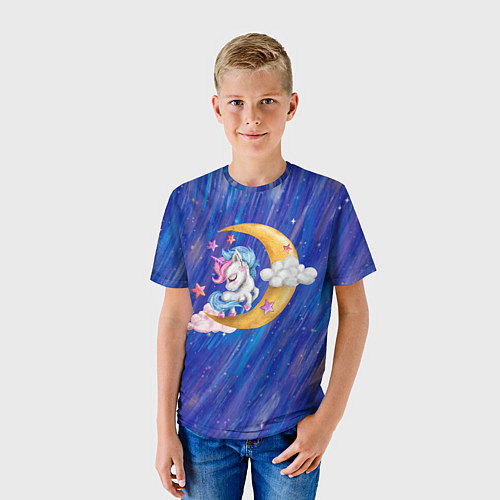 Детская футболка Ночной милый единорог / 3D-принт – фото 3