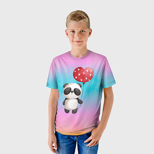 Детская футболка Маленькая панда с сердечком / 3D-принт – фото 3