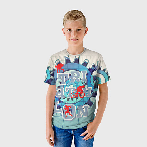 Детская футболка Триатлон - Механизм трех / 3D-принт – фото 3
