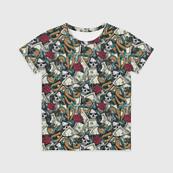 Футболка детская Смерть, Змея, Доллары, Розы, цвет: 3D-принт