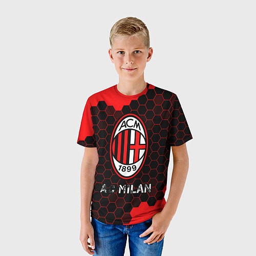 Детская футболка МИЛАН AC Milan Соты / 3D-принт – фото 3