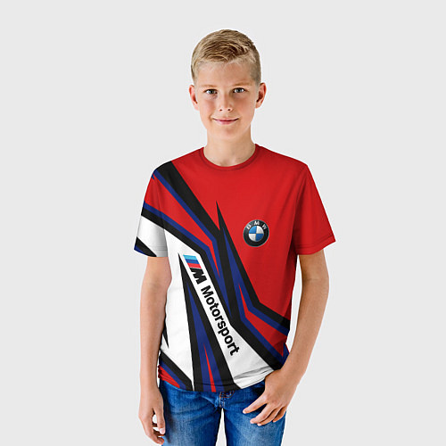 Детская футболка БМВ МОТОСПОРТ BMW MOTOSPORT / 3D-принт – фото 3