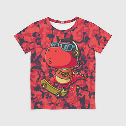 Футболка детская Веселый динозавр на скейте, цвет: 3D-принт