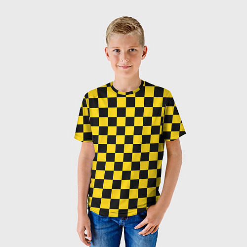 Детская футболка Такси Шахматные Клетки / 3D-принт – фото 3
