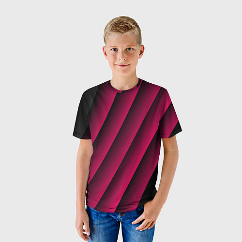 Детская футболка Red Stripe 3D Красные полосы / 3D-принт – фото 3