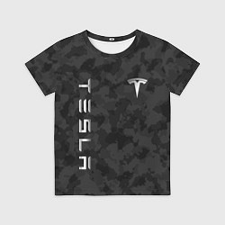 Футболка детская ТЕСЛА - ЧЕРНЫЙ КАМУФЛЯЖ, цвет: 3D-принт