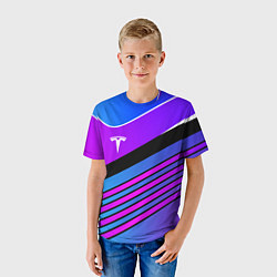 Футболка детская TESLA - NEON STYLE ТЕСЛА НЕОН, цвет: 3D-принт — фото 2