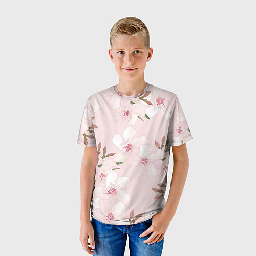 Детская футболка Розовые цветы весны / 3D-принт – фото 3