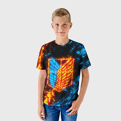 Детская футболка АТАКА ТИТАНОВ БИТВА ОГНЕЙ ATTACK ON TITAN FIRE / 3D-принт – фото 3