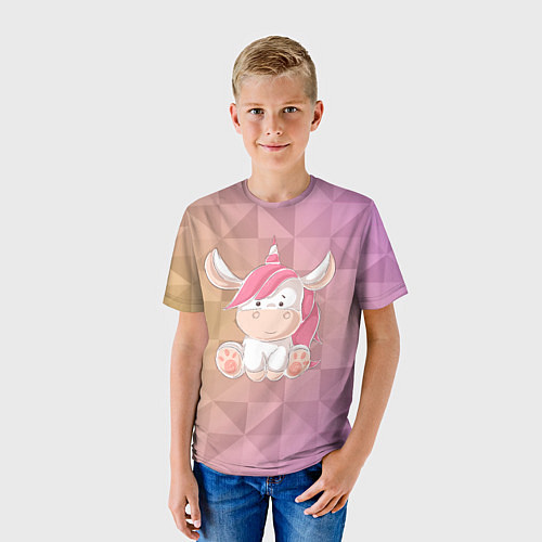 Детская футболка Единорог с розовыми волосами / 3D-принт – фото 3