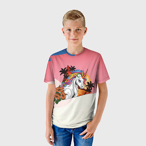 Детская футболка Летний единорог / 3D-принт – фото 3