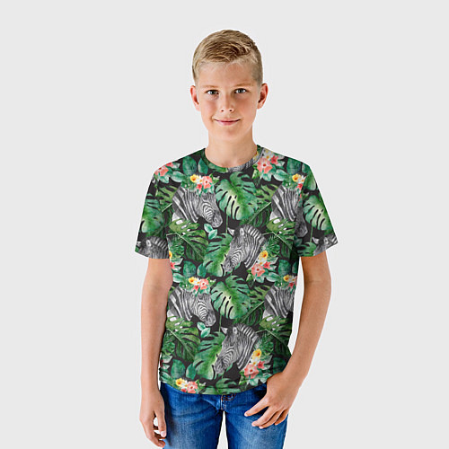 Детская футболка Зебра и листья / 3D-принт – фото 3