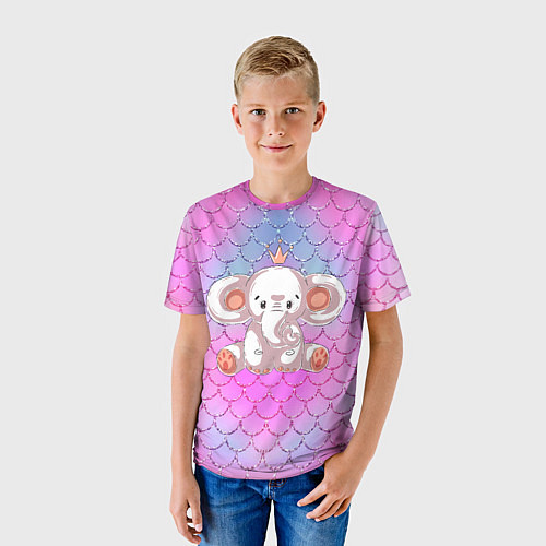 Детская футболка Маленький слоненок с короной / 3D-принт – фото 3