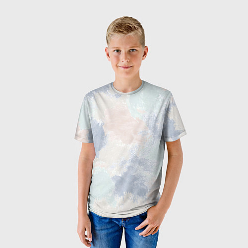 Детская футболка Акварельная абстракция светлая Штрихи, мазки кисть / 3D-принт – фото 3