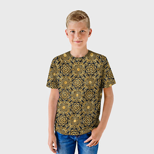 Детская футболка Классический узор золотой / 3D-принт – фото 3
