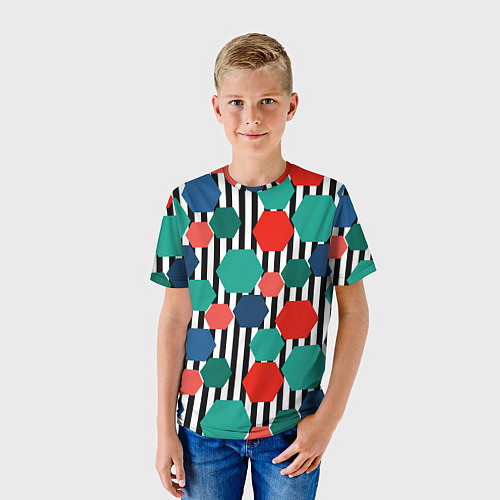 Детская футболка Геометрический разноцветный узор / 3D-принт – фото 3