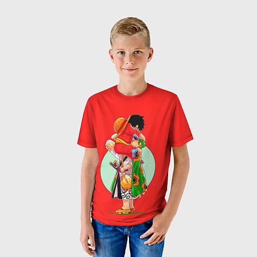 Детская футболка Объятия Луффи чиби Ван Пис / 3D-принт – фото 3