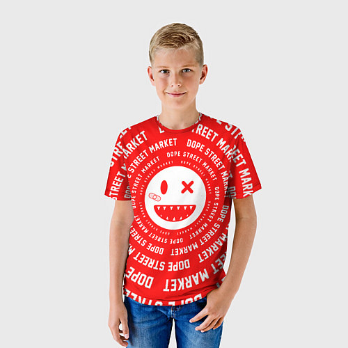 Детская футболка Счастливый Смайлик Red Dope Street Market / 3D-принт – фото 3