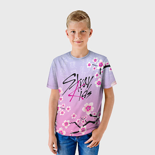 Детская футболка Stray Kids цветы сакуры / 3D-принт – фото 3