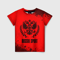 Футболка детская RUSSIA - ГЕРБ Russia Sport Брызги, цвет: 3D-принт