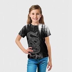 Футболка детская Snake Краски Змея ЧБ, цвет: 3D-принт — фото 2
