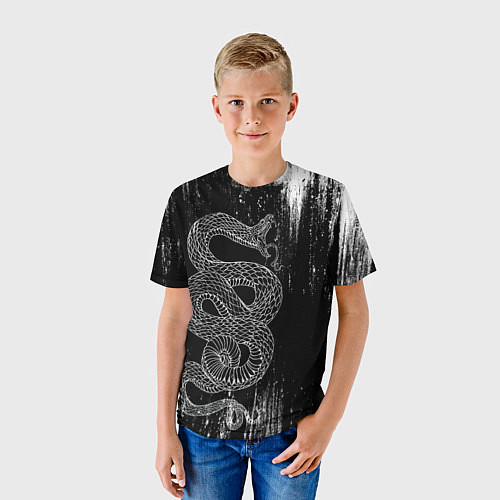 Детская футболка Snake Краски Змея ЧБ / 3D-принт – фото 3