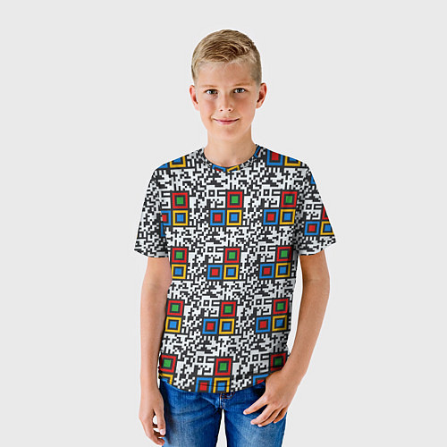 Детская футболка QR код - паттерн / 3D-принт – фото 3