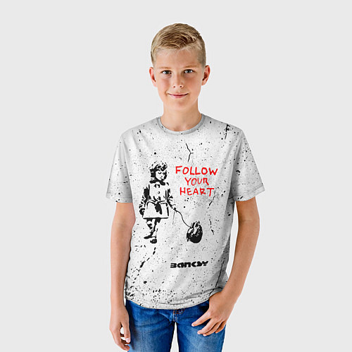 Детская футболка BANKSY БЭНКСИ следуй за своим сердцем / 3D-принт – фото 3