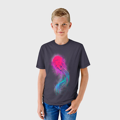 Детская футболка Медуза Градиент Неон / 3D-принт – фото 3