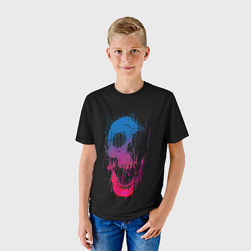 Детская футболка Череп Неоновый градиент / 3D-принт – фото 3