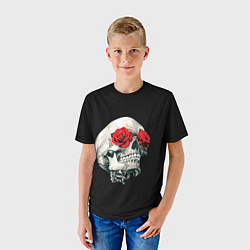 Футболка детская Череп Розы, цвет: 3D-принт — фото 2