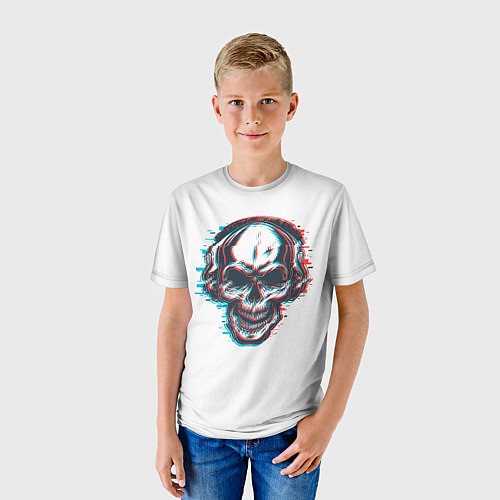 Детская футболка Суровый Череп В Наушниках / 3D-принт – фото 3