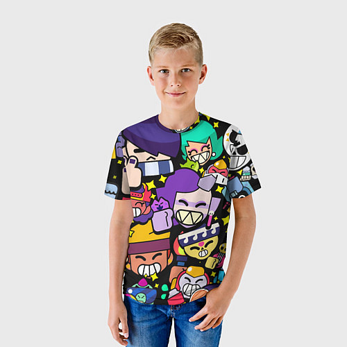 Детская футболка Brawl Значки особые на бойцов Бравл Старс Пины / 3D-принт – фото 3