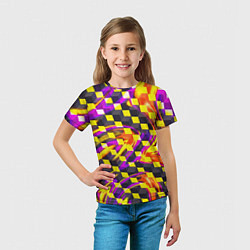 Футболка детская Черно-желтые кубы, цвет: 3D-принт — фото 2