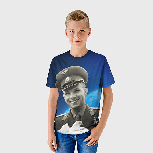 Детская футболка Юрий Гагарин с голубем 3D / 3D-принт – фото 3