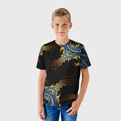 Детская футболка Огненные фракталы 3d / 3D-принт – фото 3