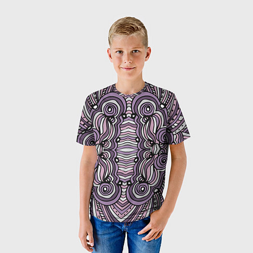 Детская футболка Абстракция Разноцветный калейдоскоп Фиолетовый, че / 3D-принт – фото 3