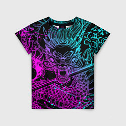 Футболка детская НЕОНОВЫЕ ДРАКОНЫ NEON DRAGON БРЫЗГИ КРАСОК, цвет: 3D-принт