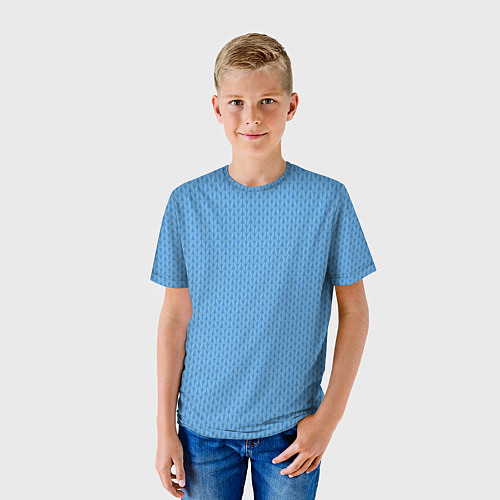 Детская футболка Вязаный узор голубого цвета / 3D-принт – фото 3