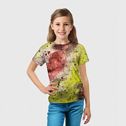 Футболка детская Абстракция Гранж Желтый и бордовый, цвет: 3D-принт — фото 2