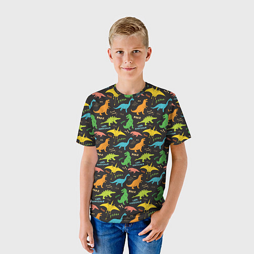 Детская футболка Разноцветные Динозавры / 3D-принт – фото 3