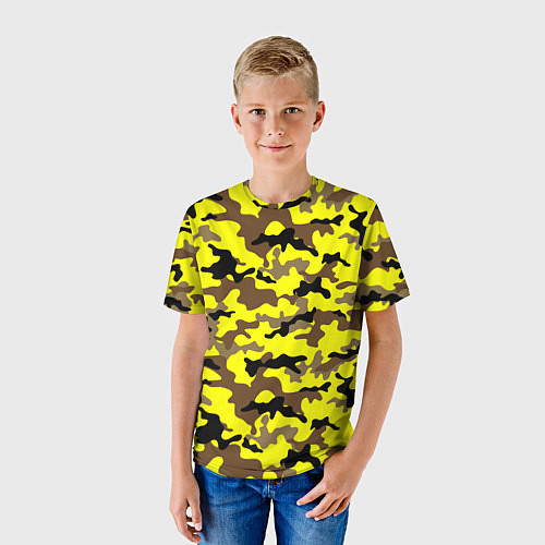Детская футболка Камуфляж Жёлто-Коричневый / 3D-принт – фото 3
