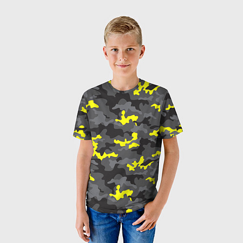 Детская футболка Камуфляж Серо-Чёрный / 3D-принт – фото 3