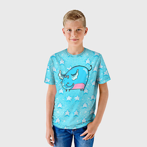 Детская футболка Большой голубой слон / 3D-принт – фото 3