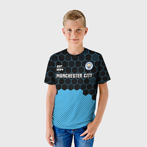 Детская футболка MANCHESTER CITY Manchester City Соты / 3D-принт – фото 3