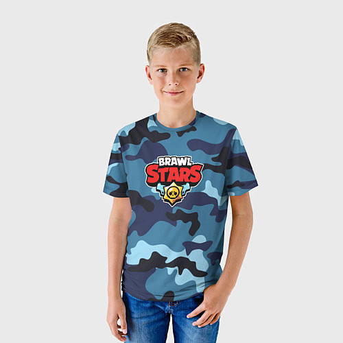 Детская футболка Brawl Stars Камуфляж Тёмно-Синий / 3D-принт – фото 3