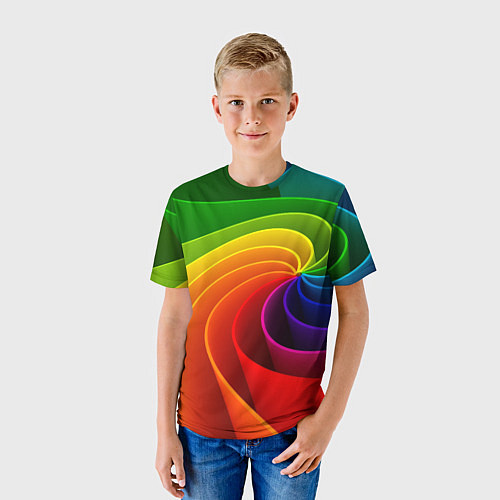Детская футболка Спираль Модный узор 2023 Неон / 3D-принт – фото 3