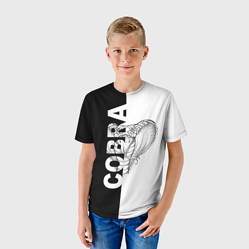 Детская футболка КОБРА COBRA ЧБ / 3D-принт – фото 3
