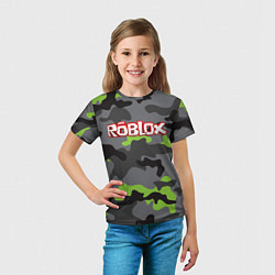 Футболка детская Roblox Камуфляж Серо-Чёрный, цвет: 3D-принт — фото 2